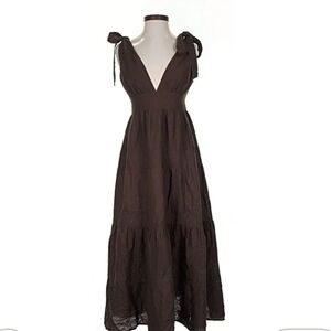 House of Harlow 1960 Chocolate Brown Plunge Maxi Dress Size Small